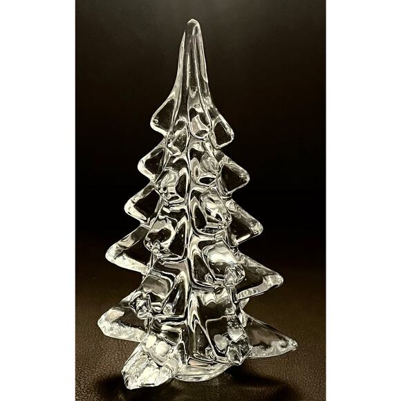 VTG 6.5” Crystal Glass CHRISTMAS TREE Figurine Holiday Decor Transparent Figure - Picture 5 of 5